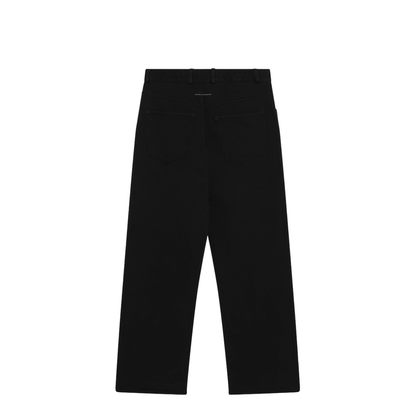 Wide-leg Cotton Trousers with Embroidered Logo Black - Image 2