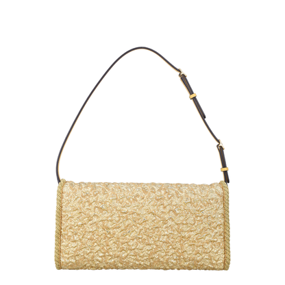 DeVain Small Cloqué Jacquard Shoulder Bag - Gold - Image 3