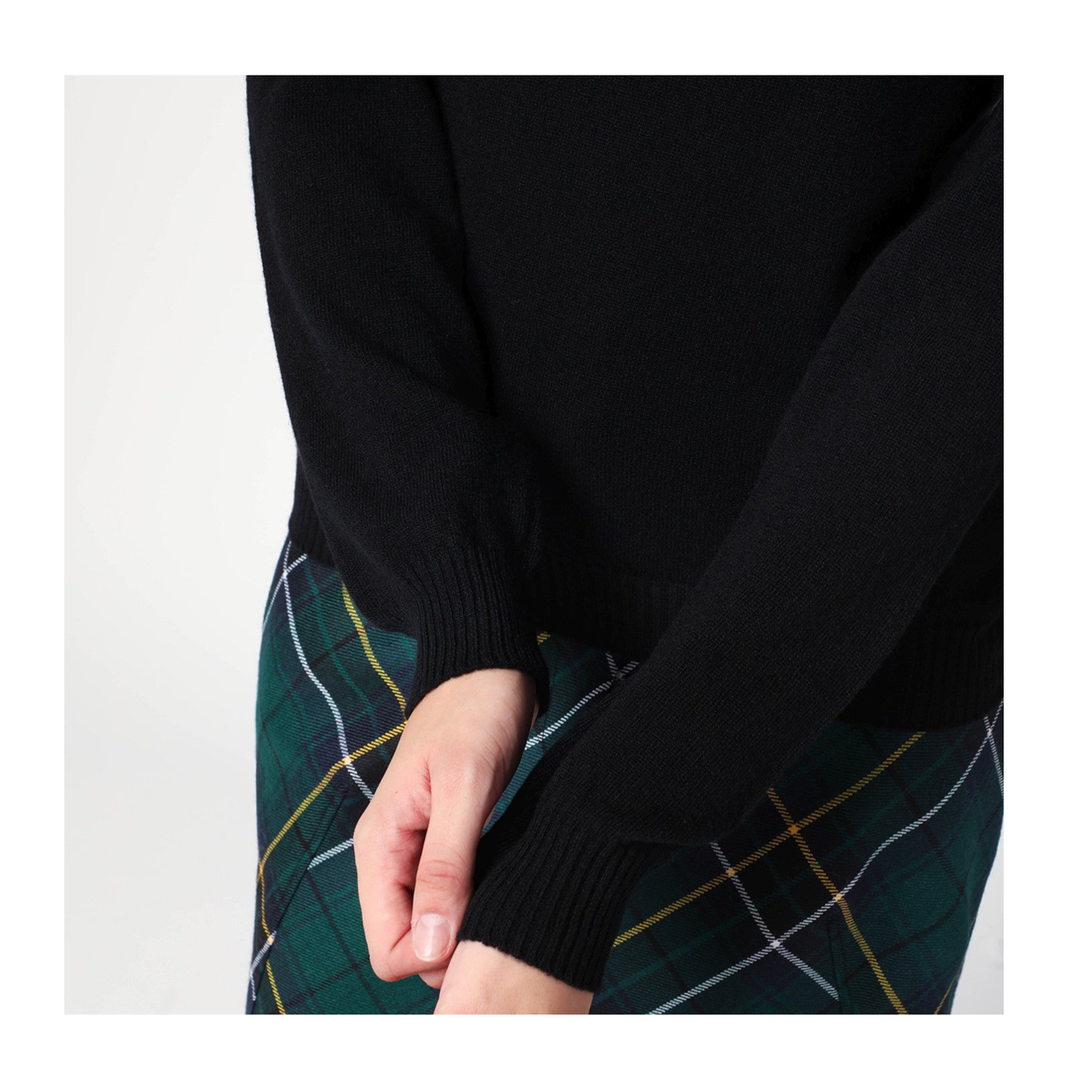 Black Turtleneck Sweater with Crossed Details - Image 2