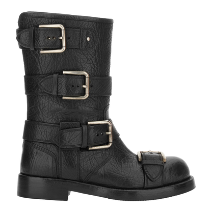 Black leather boots with straps - Image 1