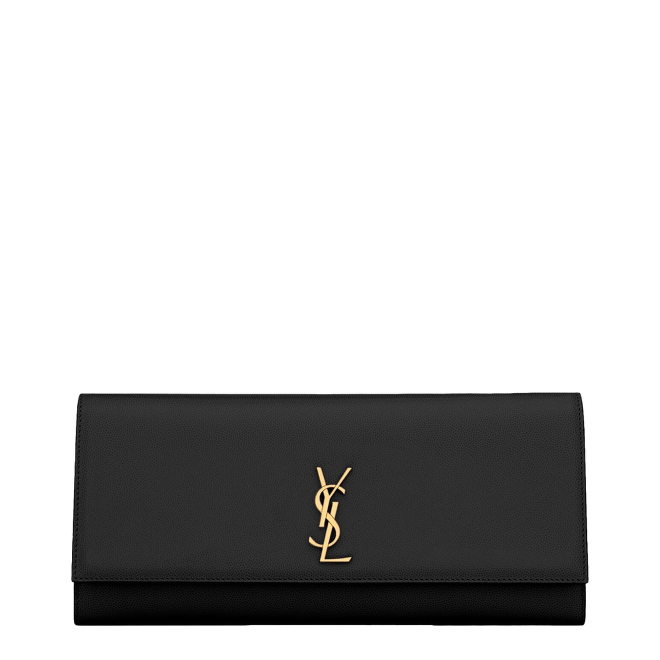 Kate Grain de Poudre Leather Clutch - Black - Image 3