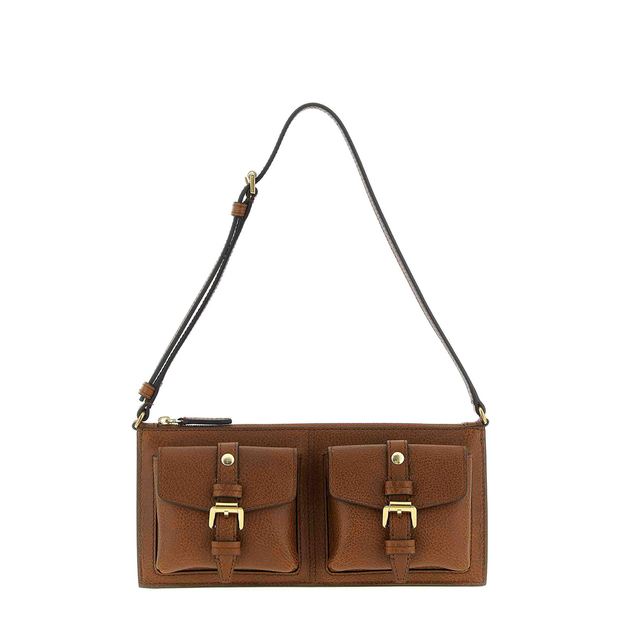 Roxanne Mini Hammered Leather Shoulder Bag - Oak - Image 1