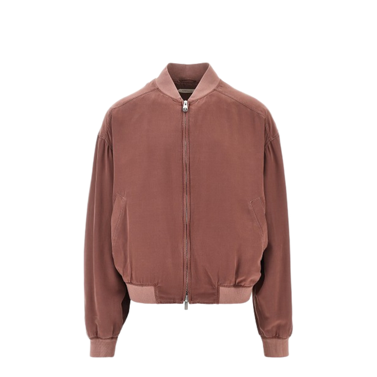 Antiqued Pink Silk Bomber Jacket - Image 1