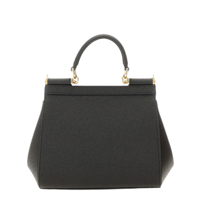 Sicily Small Calfskin Handbag - Black - Image 8