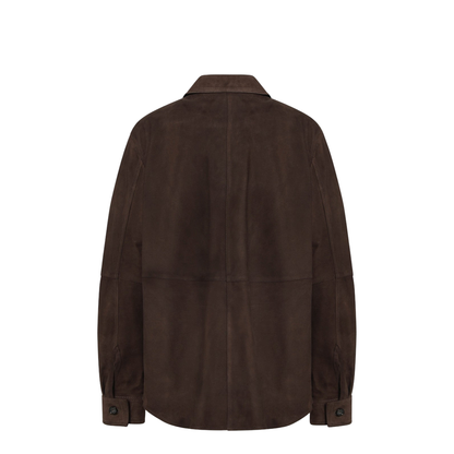 Brown Leather Shirt Jacket - Image 2