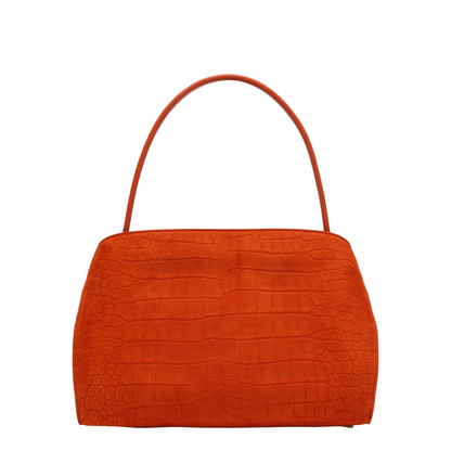 Orange Hug Soft M Top-Handle Bag with Crocodile Effect - Image 2