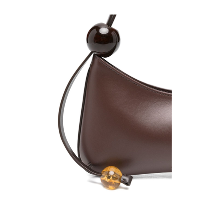 The Bisou Medium Leather Shoulder Bag - Walnut Brown - Image 4