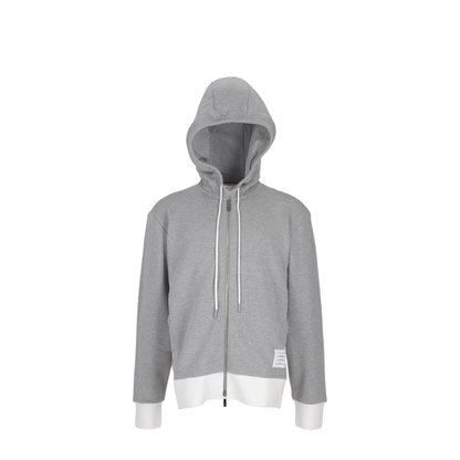 Zip Up Hoodie with Engineered 4 Bar in Color Blocked Solid Classic Loopback Jersey - Image 1