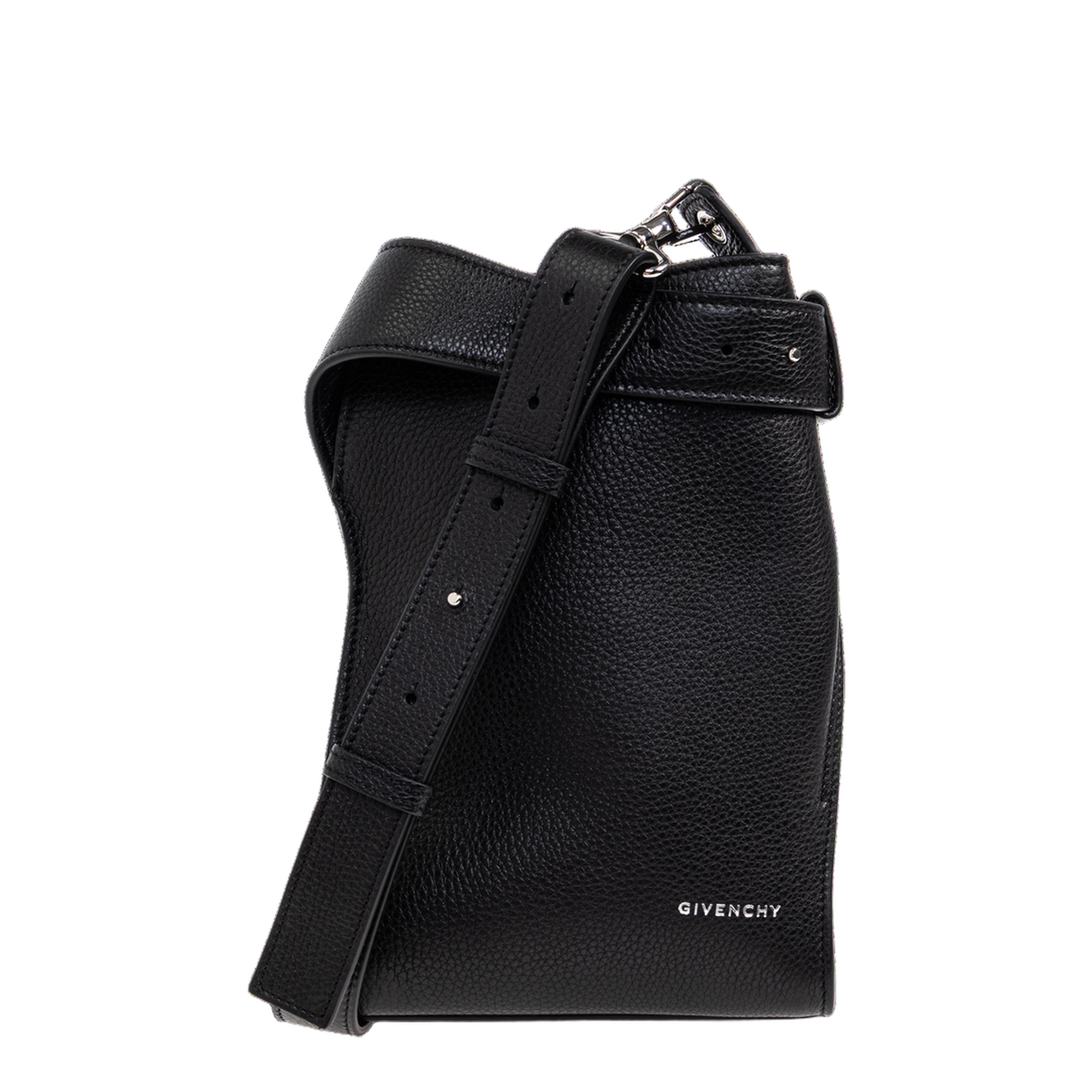 Small Belted Hobo Bag in Grained Leather - Image 2