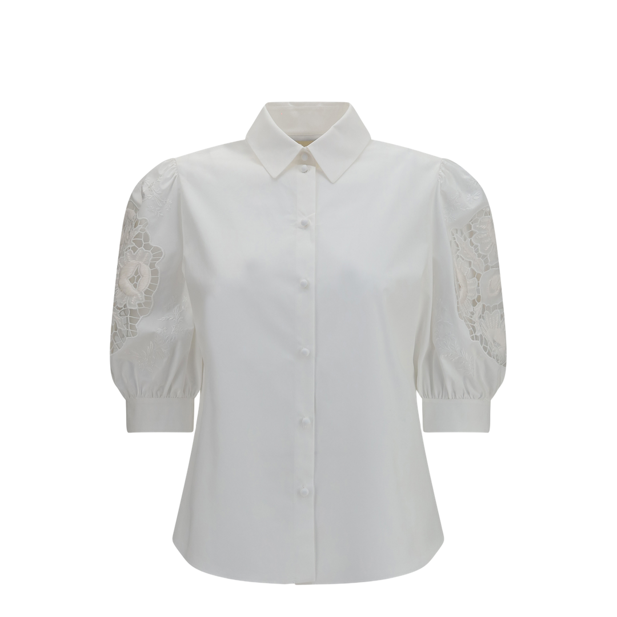 Shirt with Sangallo Lace Sleeves - Image 1