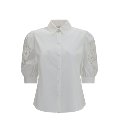 Shirt with Sangallo Lace Sleeves - Image 1
