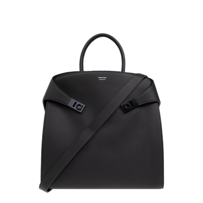 Hug Leather Tote Bag - Black - Image 1