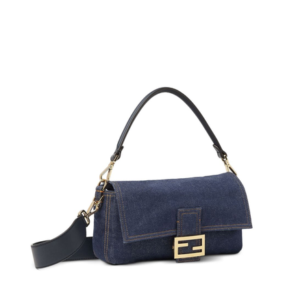 Baguette Medium Denim Shoulder Bag - Blue - Image 2