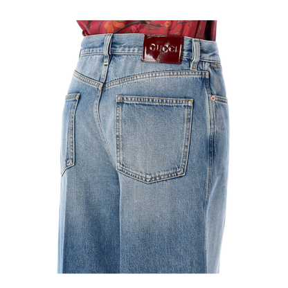 Wide Leg Denim Pants in Light Blue - Image 3