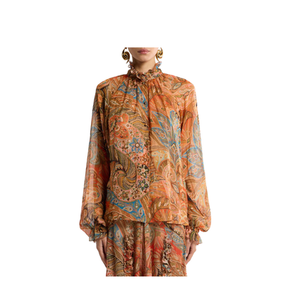 Silk Shirt with Ruffles and Paisley Motif - Image 3