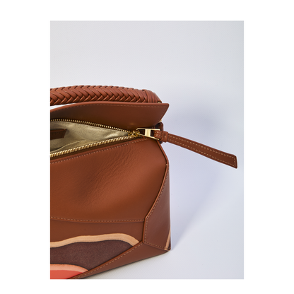 Puzzle Small Calfskin Shoulder Bags - Pecan/Parrot Pink - Image 4