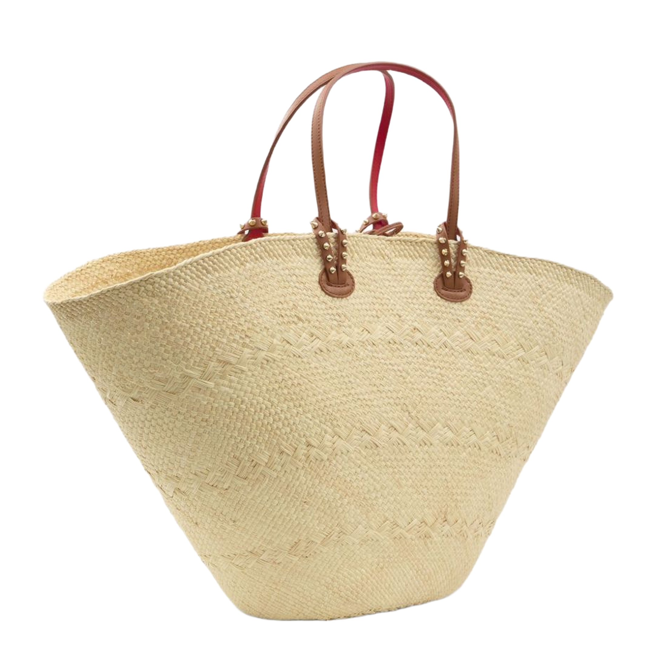 Cabata Large Raffia and Leather Tote - Beige - Image 4