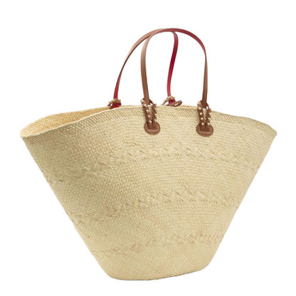 Cabata Large Raffia and Leather Tote - Beige - Image 4