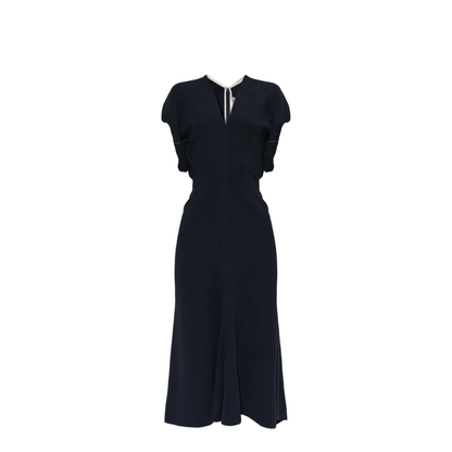 Blouson Detail V-Neck Midi Dress - Image 1