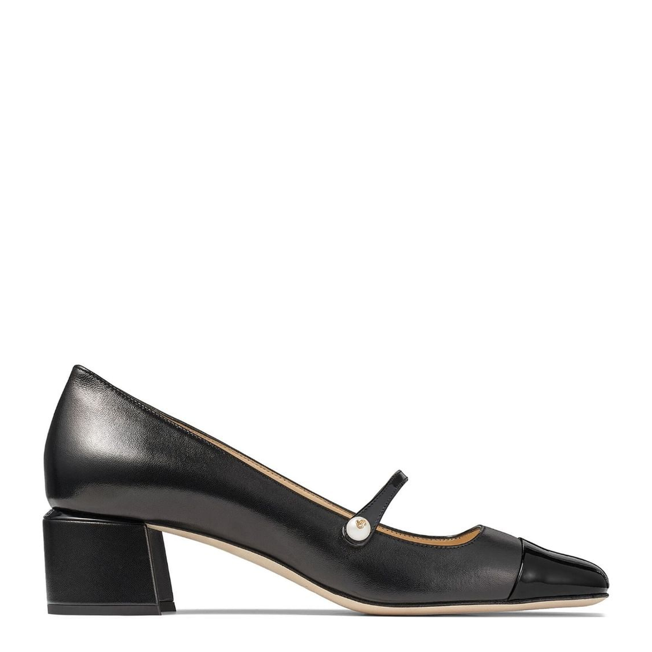 Black Nappa and Patent Leather Pumps - Image 1