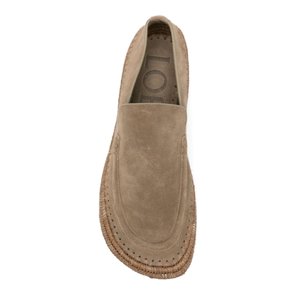 Rio Loafers In Suede And Raffia Stone Grey - Image 4