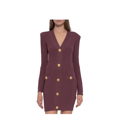 V-necked short dress red - Image 3