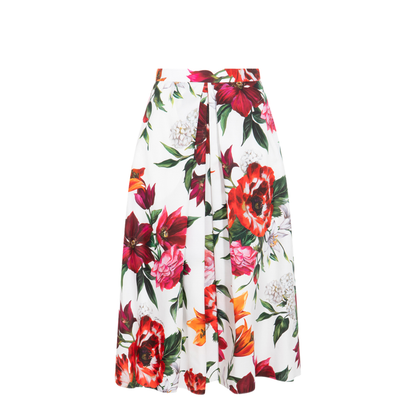 Flower-print Pleated Poplin Skirt - Image 1