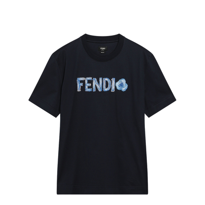 Navy Blue T-Shirt with Embroidered Logo - Image 1