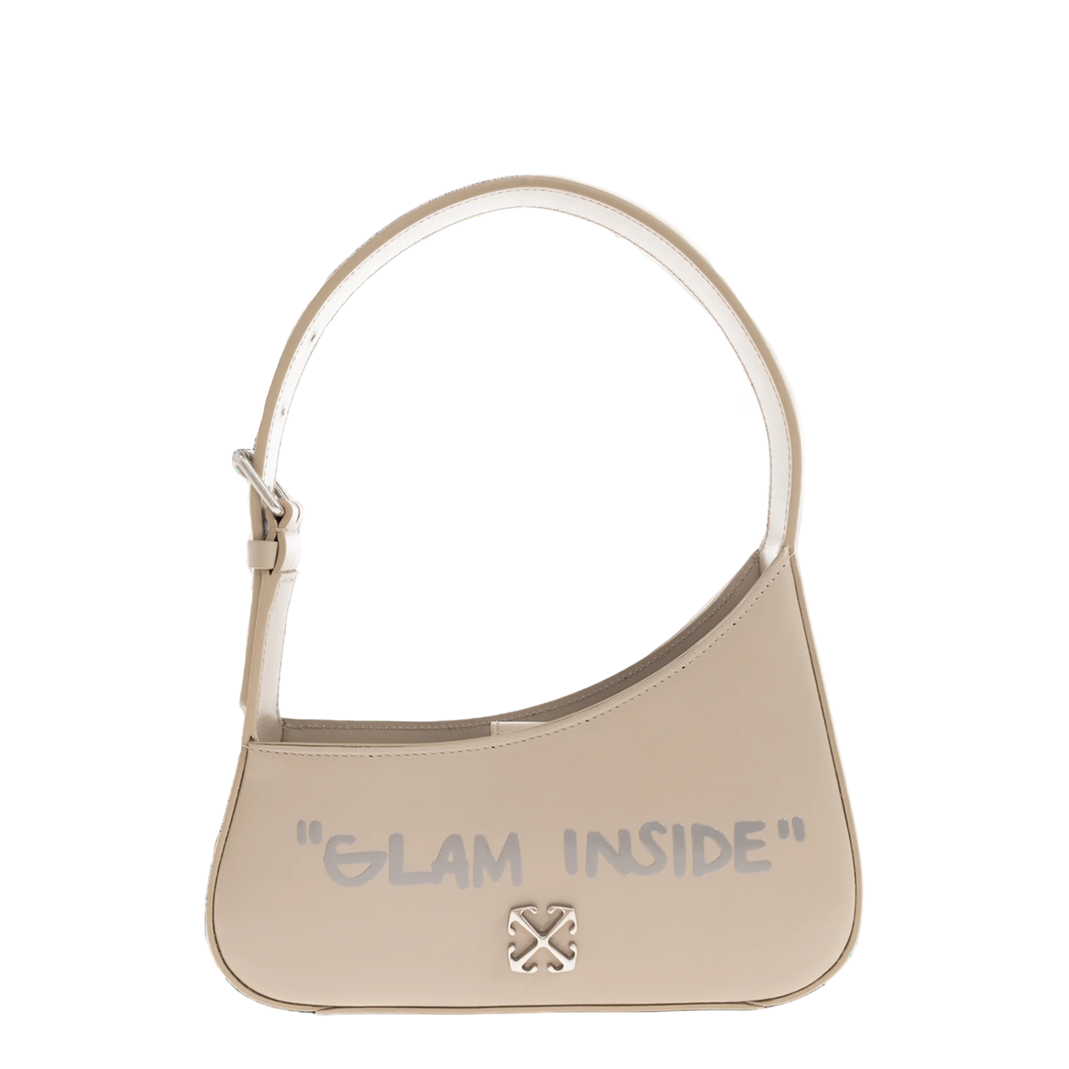 Glam Inside Small Calf Leather Tote - Beige - Image 1