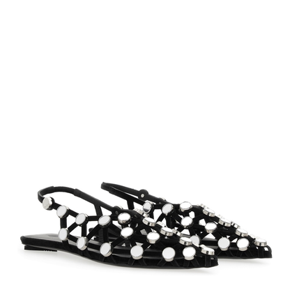 Black Grid Ballet Flats - Image 3