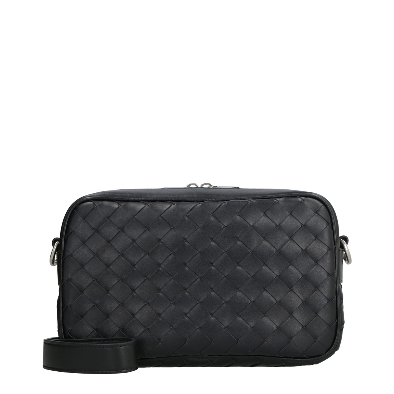 Intrecciato Small Leather Camera Bags - Black - Image 4