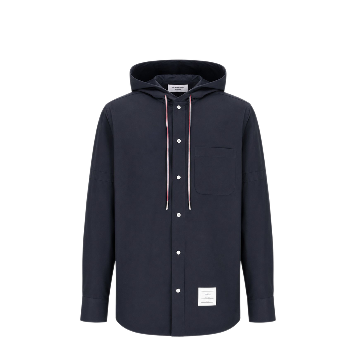 Hooded Straight Fit L/S Shirt With Rwb Cuff Detail And Front Placket And Self Armband In Poly Cotton - Image 1