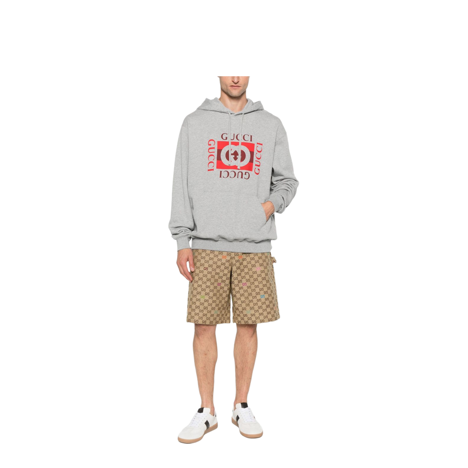Printed Cotton Jersey Sweatshirt in Grey Mélange - Image 3