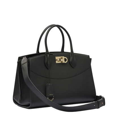 Studio Soft Large Calf Leather Top-Handle Bag - Nero - Image 1