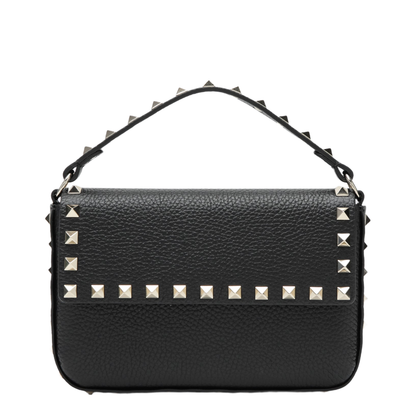 Rockstud Pouch in Grained Calfskin Leather, Black - Image 1