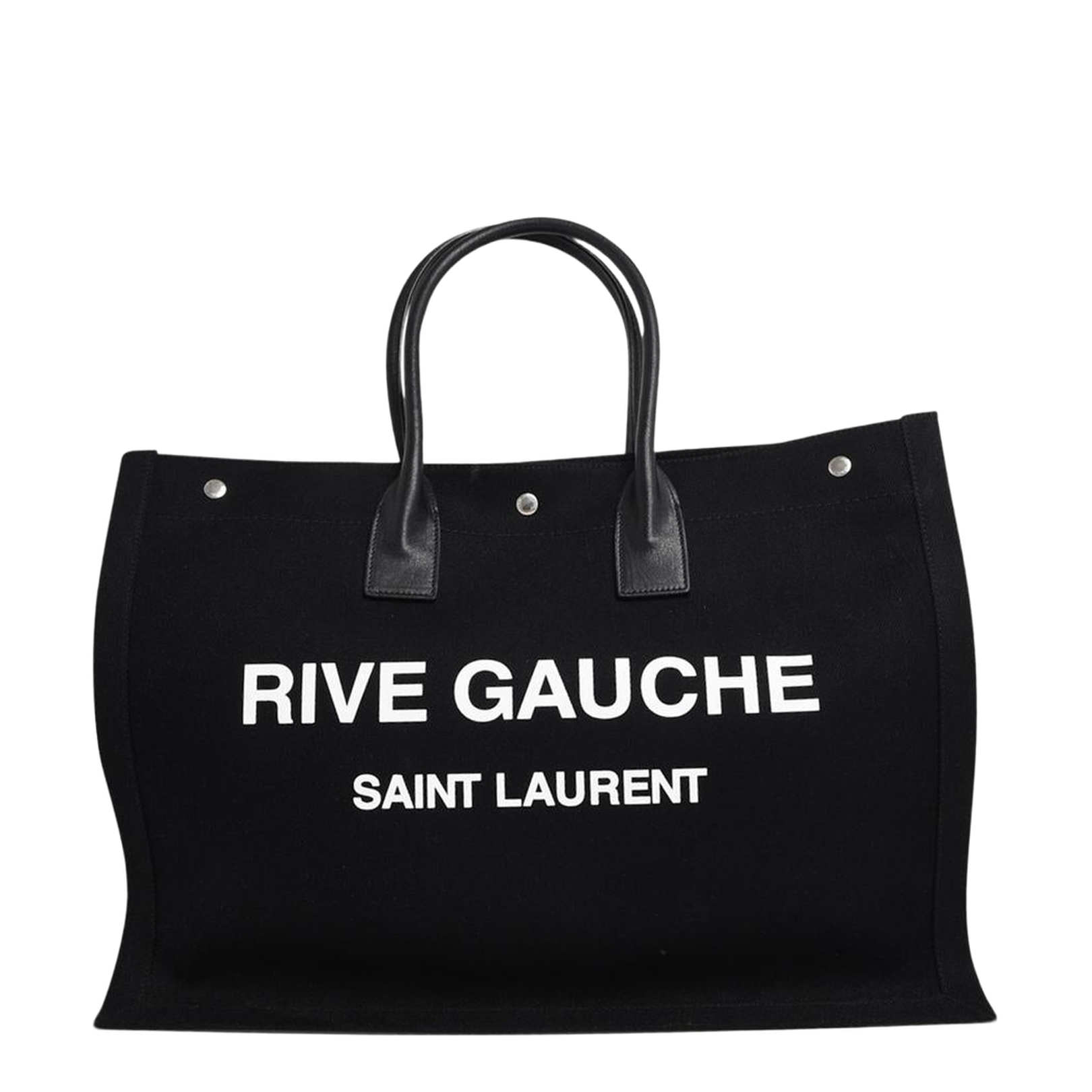 Rive Gauche Large Linen-Cotton-Leather Tote - Noir - Image 1