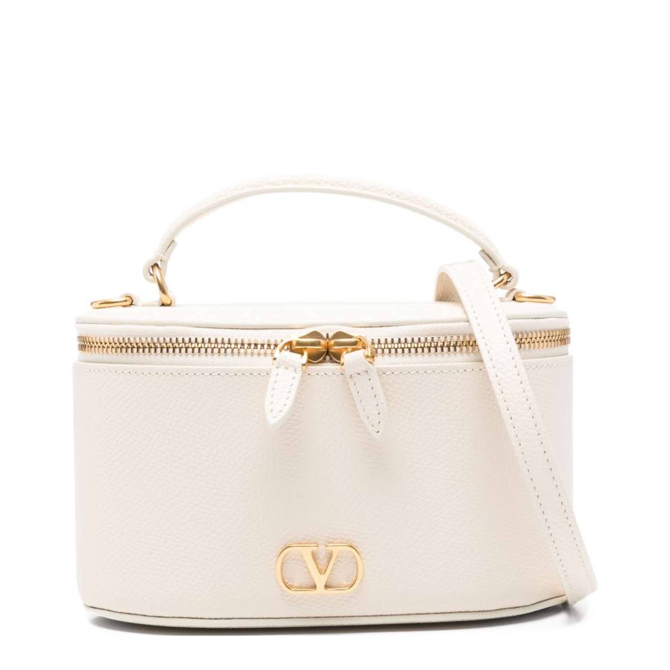 VLogo Signature Mini Grainy Calfskin Vanity Bag - Light Ivory - Image 1
