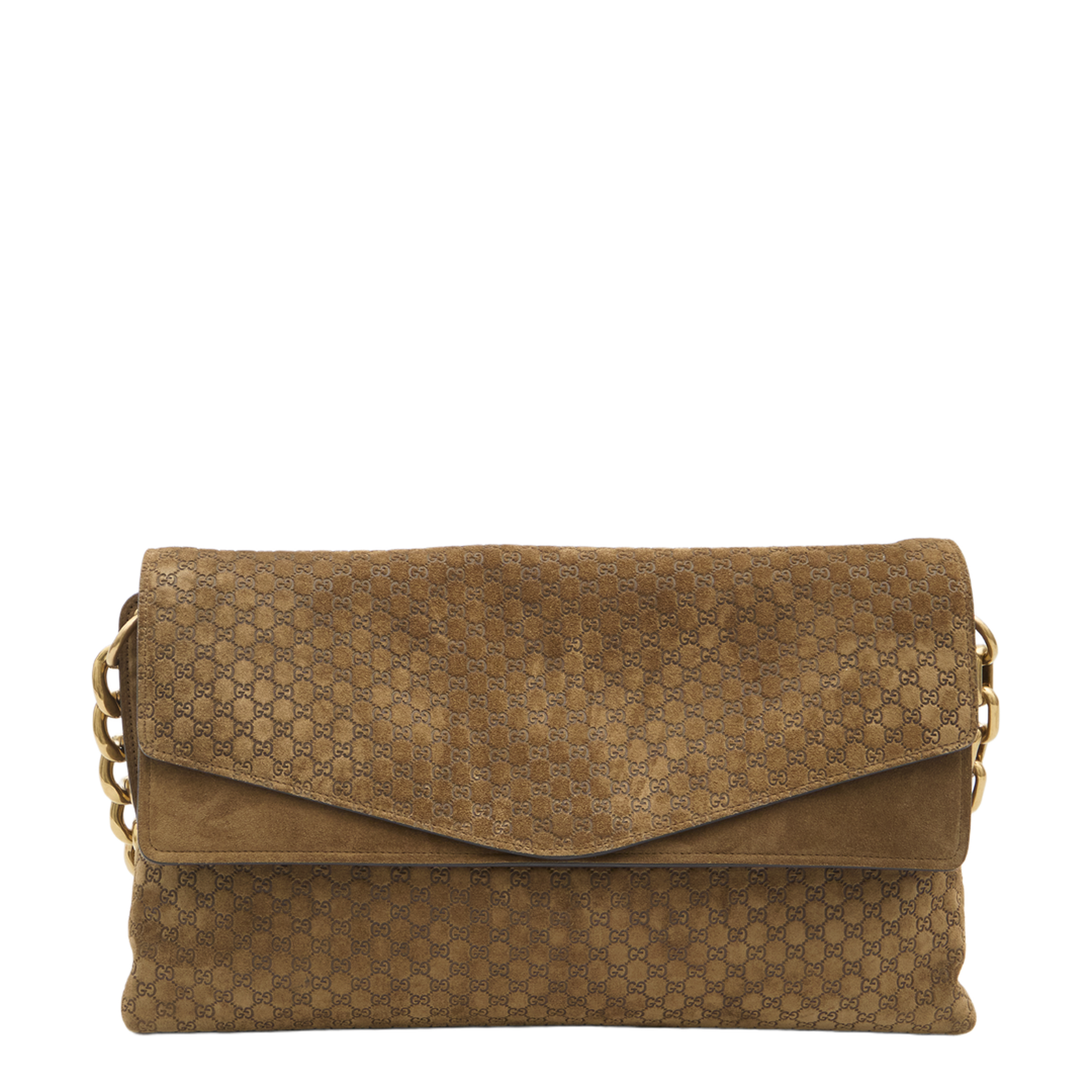 Large Shoulder Bag GG Suede Brown - Image 1