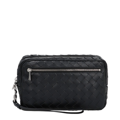 Intrecciato Leather Pouch - Black - Image 2