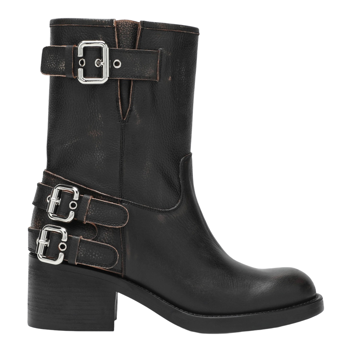 Black Dakota Biker-Style Boot With Vintage Effect - Image 1