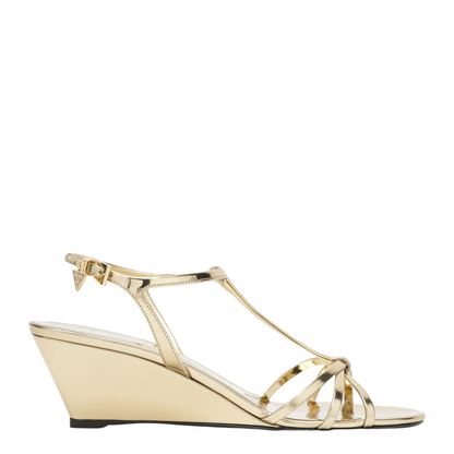 Platinum Leather Wedge Sandals - Image 1