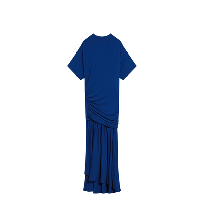 Long Blue Dress with Draping - Image 2