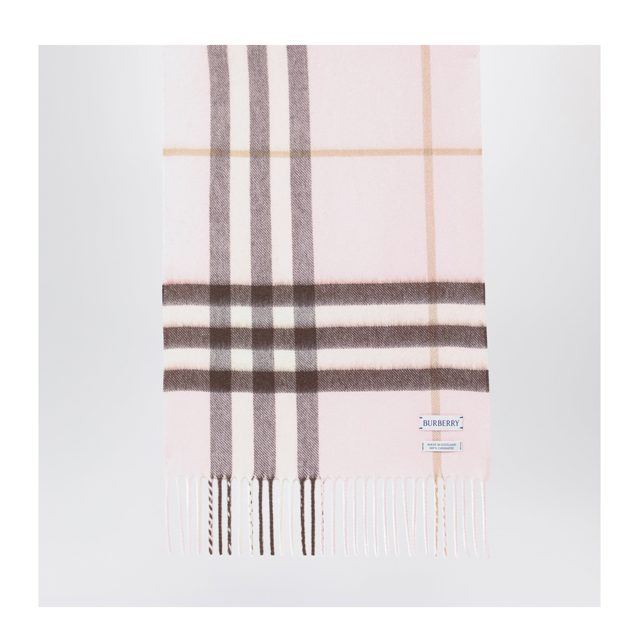 Pink Cashmere Scarf With A Checked Pattern - Image 2