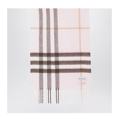 Pink Cashmere Scarf With A Checked Pattern - Image 2