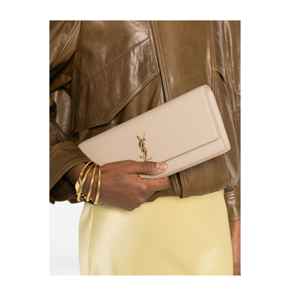 Kate Calf Leather Clutch - Dark Beige (Beige) - Image 3