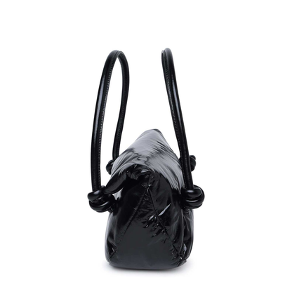 Knot Small Black Shoulder Bag With Laminated Logo In Patent Leather - Image 4