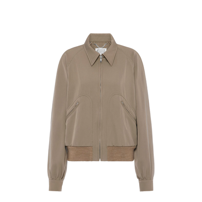 Beige Virgin Wool Zip-Up Jacket - Image 1