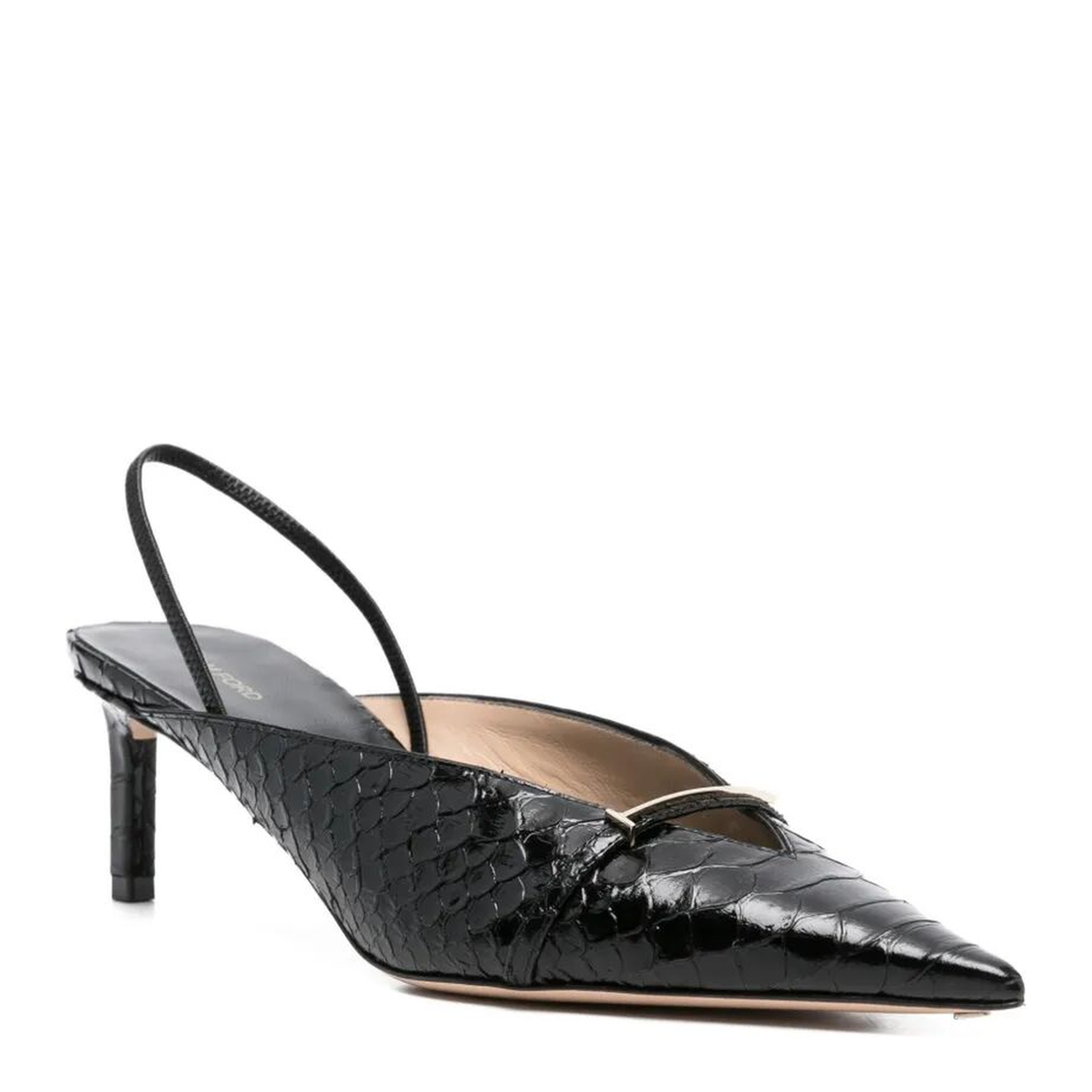Julienne Semi Shiny Python-Effect Leather Slingback Pumps - Image 2