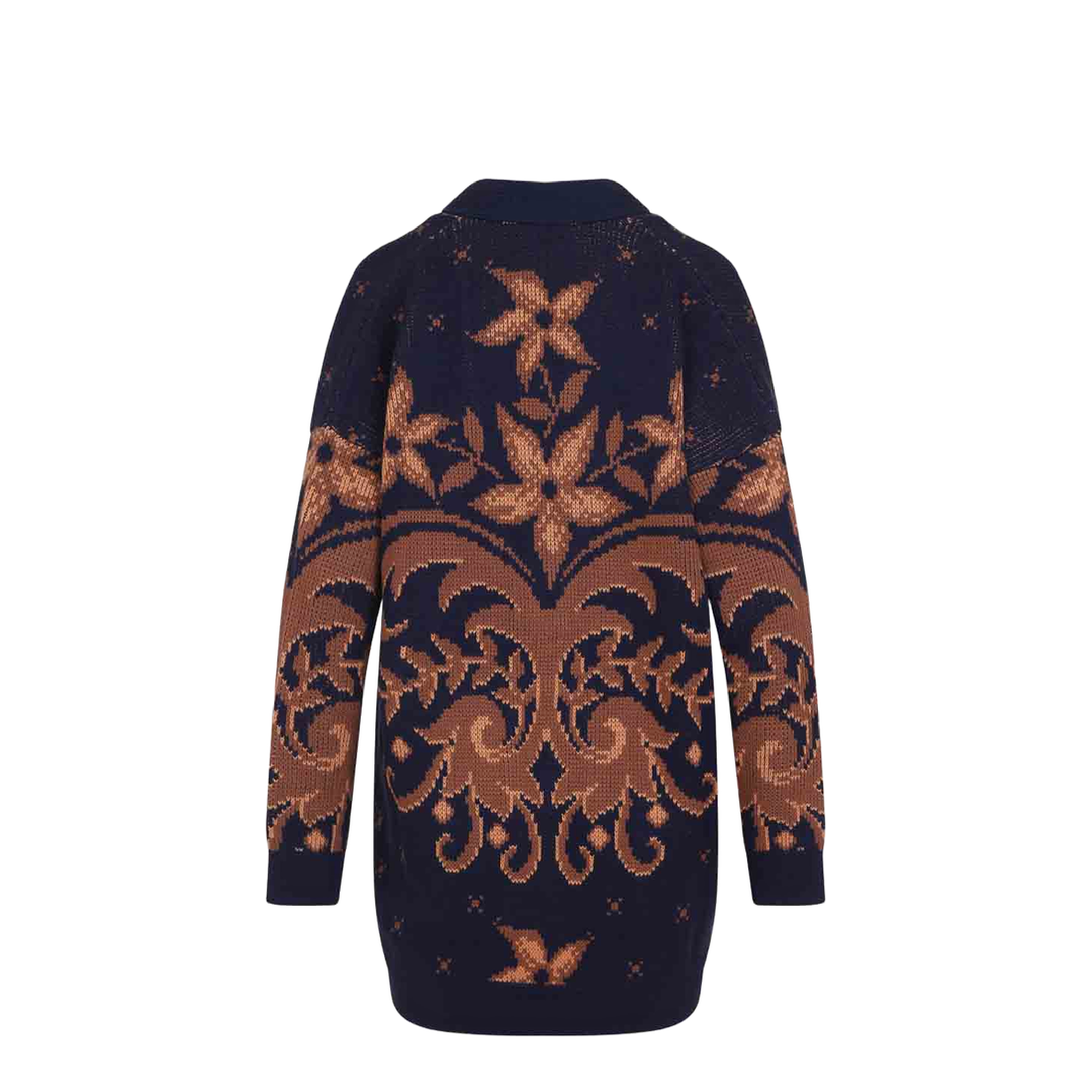 V-Neck Wool Jacquard Cardigan - Image 2