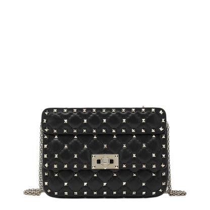 Rockstud Spike Small Nappa Shoulder Bags - Black - Image 1